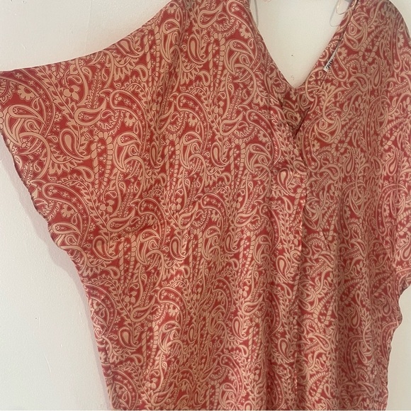 Zara Paisley Print V-neck Dolman Tunic Kaftan Dress Summer Beach 37252 - Picture 9 of 14